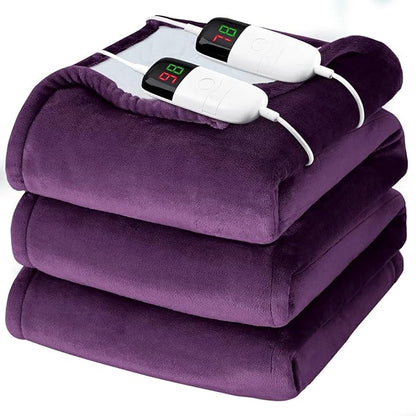 Heated Electric Blanket King Size - 90" x 100" Heating Blanket with Dual Control, 10 Heating Levels & 8 Hours Auto Off, Soft Warm Flannel Blanket, Christmas Birthday Gifts for Senior Grandma