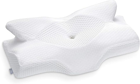 Elviros Cervical Memory Foam Pillowcase (No Filler) (White)