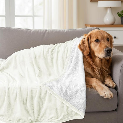 Utopia Bedding Sherpa Blanket Queen Size (Ivory, 90x90 Inches) - Soft Lightweight Plush Fleece Reversible Blanket for Bed, Sofa, Couch, Camping and Travel
