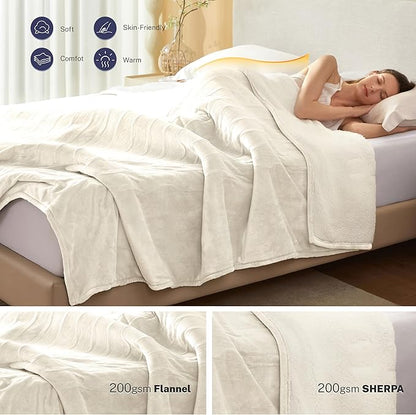 Electric Blanket Full 72"x84" Heated Electric Blankets 10 Heating 12 Time Settings Levels 8 Hours Auto Off Fast Heating and Overheat Protection ETL Certified Machine Washable,Ivory
