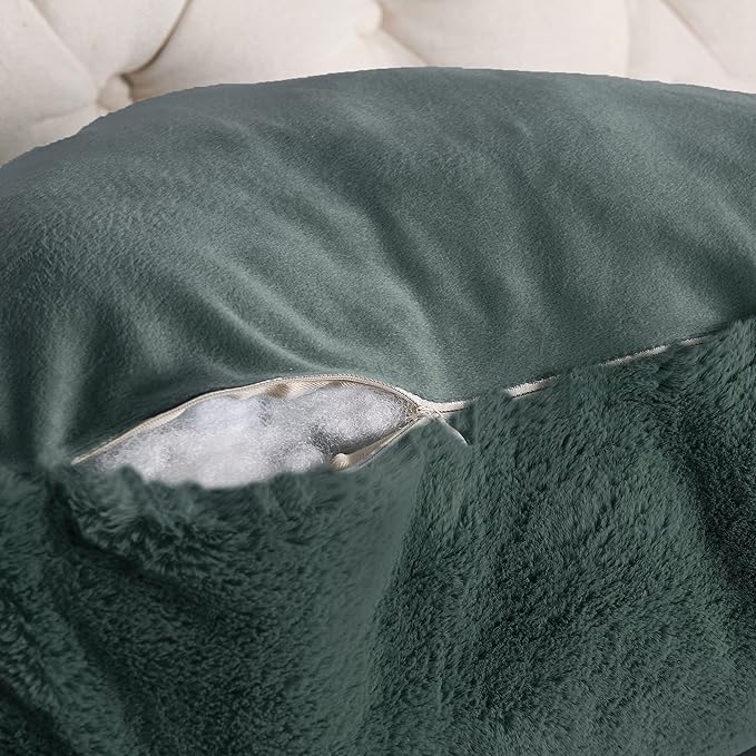 Home Soft Things Fox Faux Fur Bedrest Reading Pillow with DIY Filling, Need Assembly, Backrest Armrest Pillow Chair Back Support for Sitting up in Bed, Gunmetal, 28" x 30" x 17"