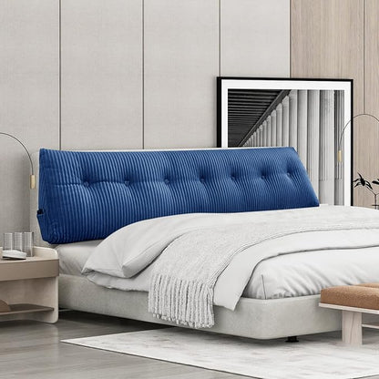 Large Headboard Pillow Headboard Wedge Pillow Bed Rest Reading Pillow Bolster Triangular Pillow for Sitting in Bed-Backrest Positioning Support Long Pillow for Daybed (Queen: 59x8x20 Inches,Blue)