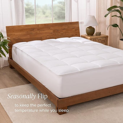 Bare Home Full XL Microplush Mattress Topper - Pillow Top Reversible - Soft Mattress Cover - Dual Sided All-Season - 8" to 24" Deep Pocket - Fitted Cover - Plush Mattress Pad (Full XL)