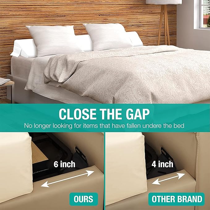 Vekkia King Bed Wedge Pillow for Headboard Gap/Bed Gap Filler/Mattress Wedge to Fill 0-6" Gap Between Headboard and Mattress (White 76"x10"x6")