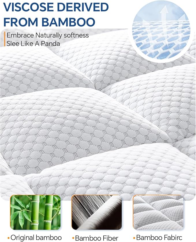 BEDELITE Twin XL Mattress Topper Dual Layer 4 Inch Memory Foam Mattress Topper, Pilow Top Mattress Pad and Premium Gel Foam Mattress, Fits Twin XL College Dorm Room