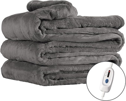 Electric Heated Blanket Full Size 72"x84", 4 Heating Levels & 10 Hours Auto Off, Cozy for Bed, Sofa, Large Oversized, Single Control Heating Heater Blankets Light Gray