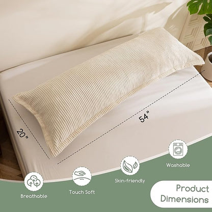 HIGOGOGO Body Pillow for Adults, Thickened Memory Foam Long Bed Pillow, Breathable Full Body Pillow with Removable Pillow Cover (20x54 Inch)