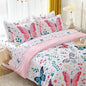 Girls Butterfly Comforter Set Full Size 7 Piece Bed in A Bag Colorful Flowers Leaves Bedding Set for Kids Teens Super Soft All Season