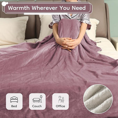 Electric Heated Blanket Full Size - 72"x84", Soft Flannel Heating Blanket, 10 Heating Levels, 1-12 H Auto Shut Off, Breathable Warm and Washable for Bed, Purple