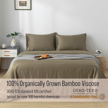 Bella Coterie Luxury Bamboo Viscose Twin XL Size Sheet Set | 100% Organically Grown | Ultra Soft | Cooling for Hot Sleepers | 18" Deep Pocket [Olive]