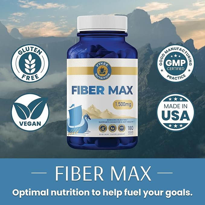 Vykee Nutrition Advanced Fiber Complex – Psyllium Husk, Aloe Vera, Chia & Flax Seed | Vegan, Non-GMO | Supports Digestive Health, Regularity & Gut Wellness | 180 Capsules