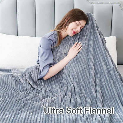 Electric Heated Blanket Full Size 72"x 84", Warming Striped Flannel with 10 Heating Levels & 1-12 Hours Auto Off, Ultra Soft and Thick, Machine Washable, Light Gray