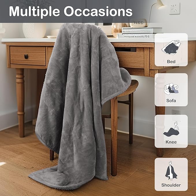 Electric Heated Blanket Full Size 72"x84", 4 Heating Levels & 10 Hours Auto Off, Cozy for Bed, Sofa, Large Oversized, Single Control Heating Heater Blankets Light Gray