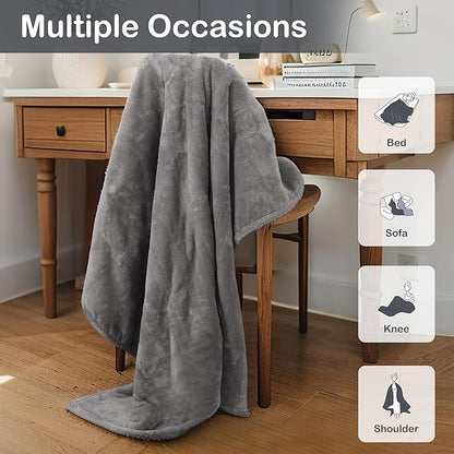 Electric Heated Blanket Full Size 72"x84", 4 Heating Levels & 10 Hours Auto Off, Cozy for Bed, Sofa, Large Oversized, Single Control Heating Heater Blankets Light Gray