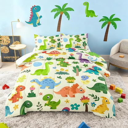Peopleareok Dinosaur Comforter Set Twin (68x86 Inch) for Boys, 2 Pieces Dinosaur Bedding Set for Girls Teens, Super Soft Lightweight for All Seasons, Includes 1 Comforter and 1 Pillowcase