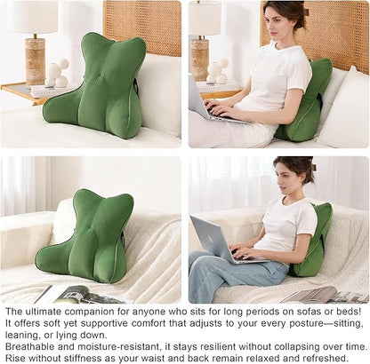 Lumbar Support Pillow for Lower Back Pain Relief – Multi-Functional Ergonomic Lumbar Cushion, Reading Pillow for Office Chair, Car Seat & Sofa,Olive Green