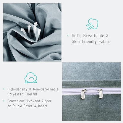 Wedge Headboard Pillow Dorm Room Reading Pillow Back Support for Sitting Up in Bed Bolster Lumbar Cushion Body Positioning Bedrest (Light Gray, 24x8x20 in)