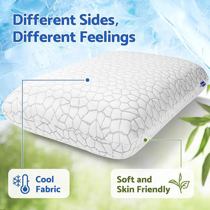 Memory Foam Pillows for Sleeping, Bed Pillow with Removable and Machine Washable Cover, Bed Pillow for Side, Back and Stomach Sleepers, King Size (2 Pack)