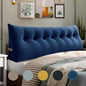 WOWMAX 100% Cotton Velvet Headboard Pillow – King Size Wedge Back Support Reading Bolster for Bed & Daybed, Handmade Firm Support Cushion with Removable Cover, Soft Luxury Bed Rest Pillow, Deep Blue