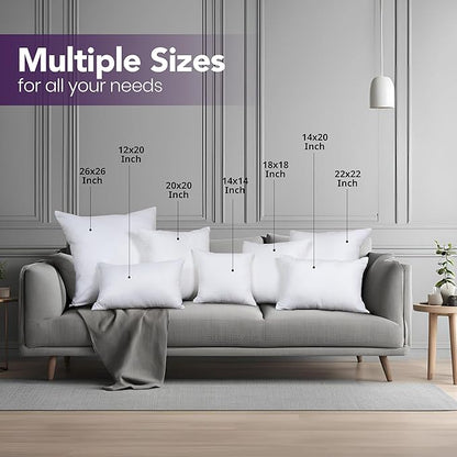 Utopia Bedding Throw Pillows Insert (Pack of 2, White) - 20 x 20 Inches Bed and Couch Pillows - Indoor Decorative Pillow