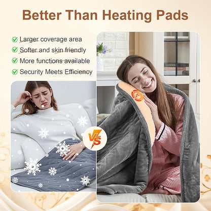 Electric Blanket Heated Full Size, Ultra-Soft 84" x 72" Heating Blankets, Fast, Even & Efficient Heating, 1-12 Hours Auto-Off and 6 Heatin Settings, UL Listed for Safety, Warm Gift for Grandma