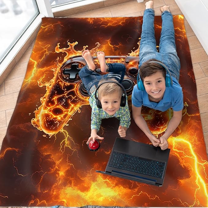 Kids Blanket for Boys Gaming Blankets Gamer Gift, Cool Cozy Soft 60 x 50 Inches Flannel Throws for Bed Travel Sofa Living Room Decor