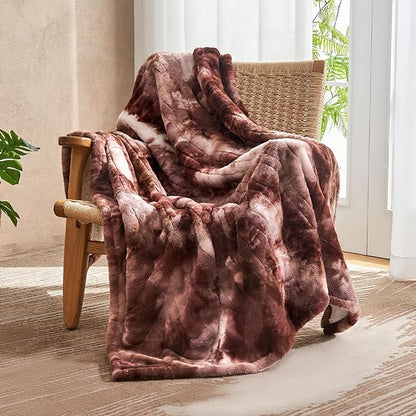Electric Heated Blanket 90"x100",Luxury White Coffee Faux Rabbit Fur Electric King Blanket,Fast Heating Soft Fluffy Thick Electric Blanket with 6 Heating Levels & 12H Auto Off