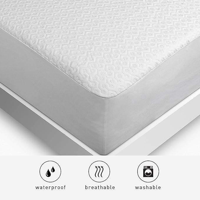 Bedgear Queen Dri-Tec Mattress Protector – Waterproof, Breathable, Washable, Adjustable Base Compatible – Deep Pocket Fitted Pad Fits 18” Mattress – White