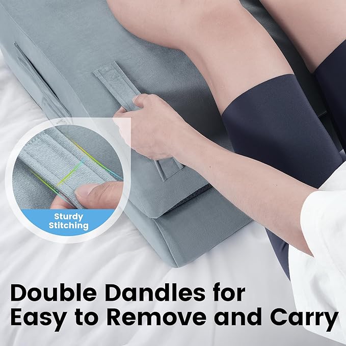 OasisSpace Adjustable Leg Elevation Pillow with Memory Foam- Leg Rest Pillow for Circulation and Elevation,Sleeping - Wedge Pillow for Legs, Back, Foot and Knee Injury with Removable Cover