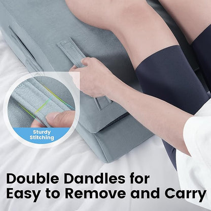 OasisSpace Adjustable Leg Elevation Pillow with Memory Foam- Leg Rest Pillow for Circulation and Elevation,Sleeping - Wedge Pillow for Legs, Back, Foot and Knee Injury with Removable Cover