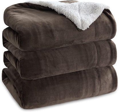 Bedsure GentleSoft Sherpa Fleece Blankets Queen Size for Bed - Thick and Warm Throw for Women and Men, Soft Fuzzy Plush Queen Blanket for Winter, Brown, 90x90 Inches