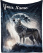 Custom Howling Wolf Blanket with Name for Boys Girls, Personalized Cool Wolf Themed Design Printed Throw Blankets for Kids Lap, Chair Sofa, Giftable Blanket, 40"x 50"
