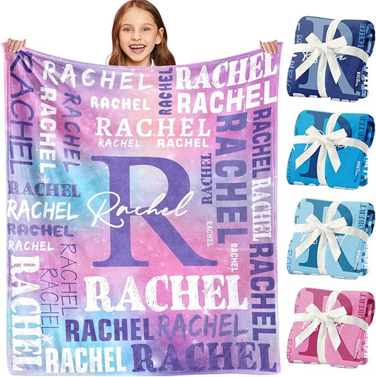 Personalized Blankets for Teen Girls Boys - Printed in USA, Custom Blanket with Kids Names, Ultra-Soft Flannel Monogrammed Baby Throws Blankets, Customized Christmas Brithday Gifts for Adults