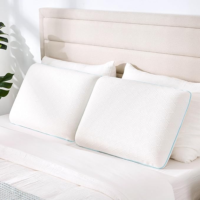 EGOHOME Bed Pillow Standard Size - Memory Foam Made in USA - for Side, Back and Stomach Sleepers, Neck Support with Washable & Removable Cover, Medium Soft, 1 Pack