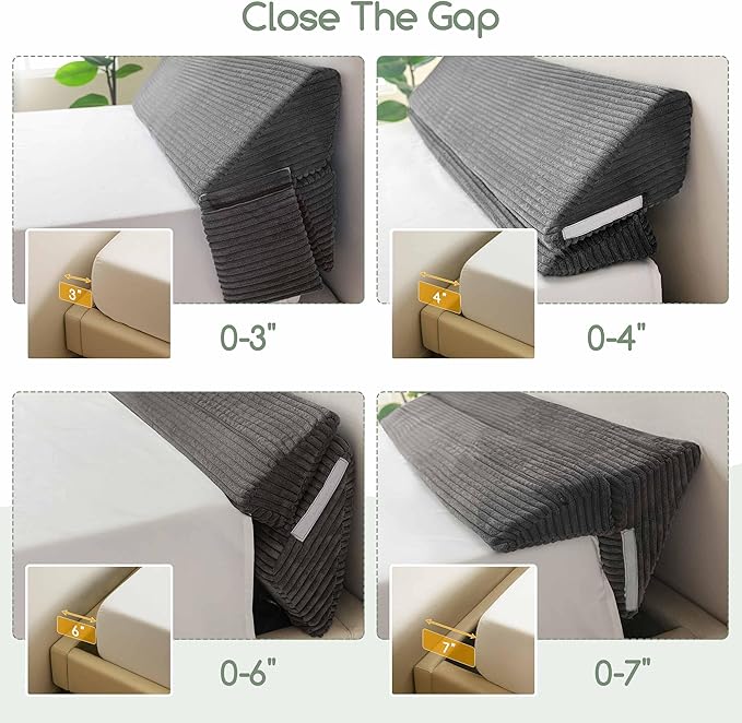 HIGOGOGO Full Size Wedge Pillow for Headboard Gap - Multi Functional Mattress Wedge Bed Gap Filler Close The Gap (0-7") Between Your Mattress and Headboard or Wall (Grey 54"x11"x9")