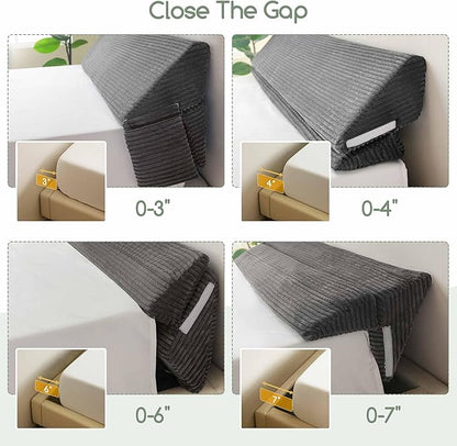 HIGOGOGO Twin Size Wedge Pillow for Headboard Gap - Multi Functional Mattress Wedge Bed Gap Filler Close The Gap (0-7") Between Your Mattress and Headboard or Wall (Grey 39"x11"x9")