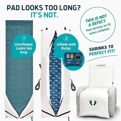 Lunderg Alternating Air Pressure Pad for Recliner Chair - Pressure Relief Cushion Topper for Recliner - Bed Sore Prevention - Medical Grade Mattress Pad, Cover & Quiet Pump - Home or Hospital (Cream)