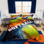 Castle Fairy 3D Softball Duvet Cover Queen Size,Ice and Fire Comforter Cover 3Pcs,Boyes Gamer Bedding Sets for Kids Boys Youth,Ball Sports Gaming Bed Sets Room Decor with 2 Pillowcase