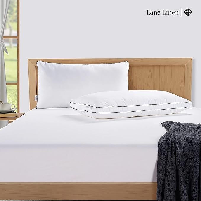 LANE LINEN Pillows Standard Size Set of 12 - Medium Soft Support Gusseted Hotel Quality Pillows for Sleeping, Oeko Tex Certified, Down Alternative Perfect for Back, Stomach or Side Sleepers - White