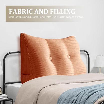 14 lbs Thickened King Wedge Pillow Headboard Body Positioner Triangular Reading Pillow Bed Bolster Pillow for Sitting Up in Bed with Removable Cover Corduroy