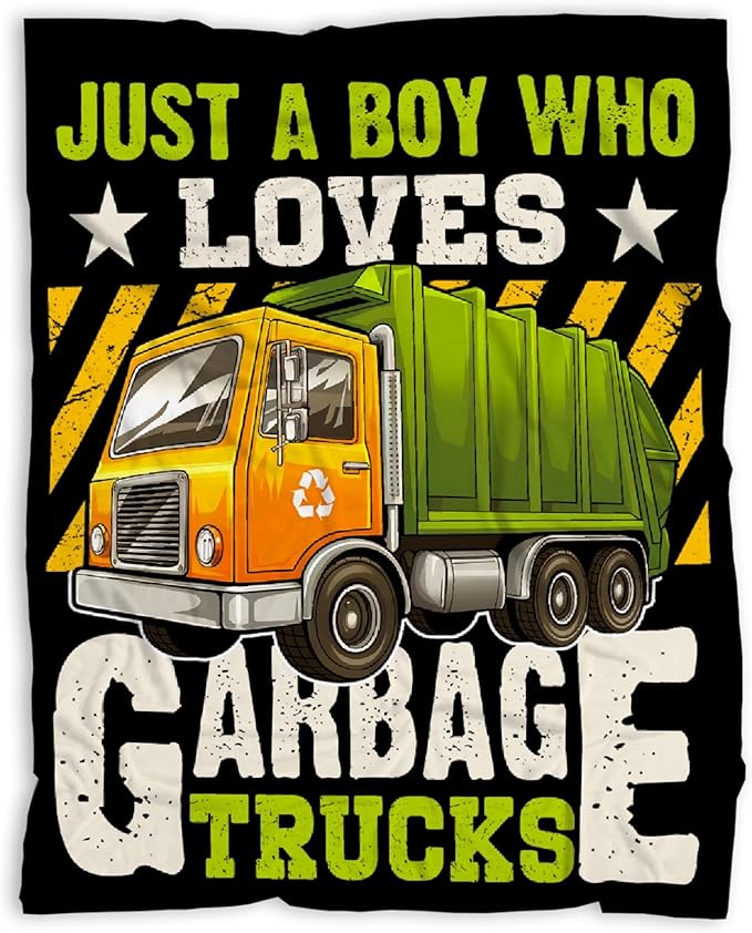 Garbage Trucks Blanket, Truck Gifts for Kids, Car Themed Flannel Blankets with Name, Soft Cozy Lightweight Throws Gifts for Truck Lovers & Boys 40 x 30 Inch for Baby