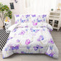 Butterfly Comforter Set Queen Size for Girls Kids Adults Lavender Flowers Pattern Bedding Set Aesthetics Butterflies Quilt Bed Set with 1 Comforter and 2 Pillowcases