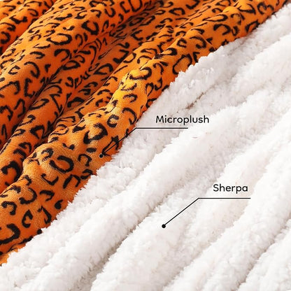 Electric Heated Blanket Full Size 72x84 - Leopard Print Flannel Soft Heating Blanket with 10 Heat Levels & Auto Shut Off, Machine Washable Warm Throw for Bed Couch, Black Yellow