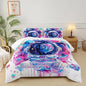 Kids Pink and Blue Astronaut Galaxy Comforter Set Full，Outer Space Themed Full Size Bedding Set，with 1 Comforter with 2 Pillow Case，Astronaut Bedroom Decor for Boys