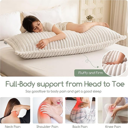 HIGOGOGO Memory Foam Body Pillow, Thickened Large Long Bed Pillow for Adults, Full Body Pillow with Removable Pillow Cover(20x54 Inch)