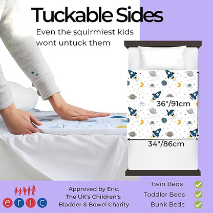 Hygge Sheets® Potty Training Pee Pads for Kids, Toddlers - 100% Waterproof, Non Slip Bed Wetting Pad for Twin Beds - Washable, Reusable Mattress & Sheet Protector - Space