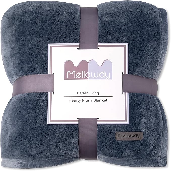 Mellowdy Extra Thick Hearty Plush Flannel Blanket (Dark Grey, 60x80) - 500GSM Twin Size Warm Blanket for Winter, Fall | Soft, Fluffy, Cuddly, Perfect for Bed, Oversized Throw for Couch, Sofa