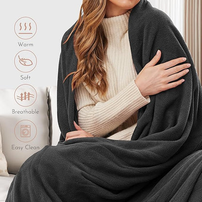 Electric Heated Blanket Queen Size 84"x90" Microplush Cover Blanket 4 Heat Settings & 10 Hours Auto Off, Cozy & Breathable, Warm All Night, Iron Grey
