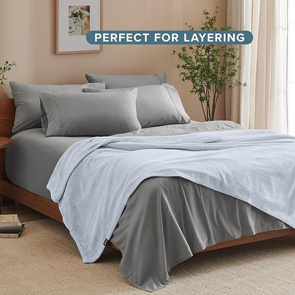 Bare Home Fleece Blanket - King Size - Ultra-Soft Lightweight for Bed, Sofa, and Couch - Luxury Microplush - Cozy Warm Blanket (King, Blue Mist)