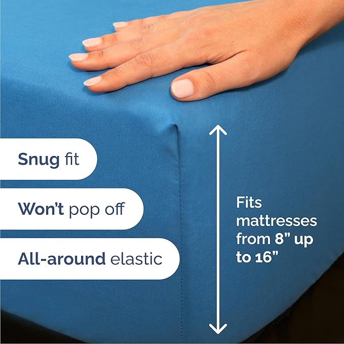 Cal King 6 Piece Sheet Set - Comfy Breathable & Cooling - Soft Hotel Luxury Bedding Set with 8-16 Inch Deep Pockets - 1 Flat & 1 Fitted Sheet & 4 Pillowcases - Wrinkle Free & Easy Care - Denim Blue